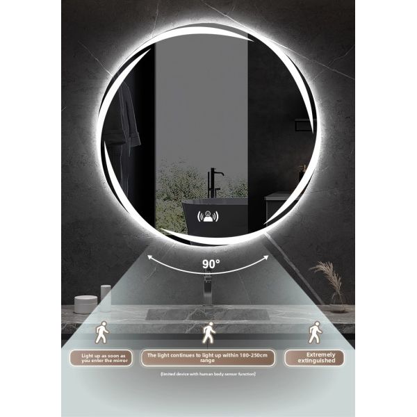 Alien Smart Tornado LED Light-Up Wall-Mounted Makeup Mirror Touch Switch Modern Design for Bathroom Use Hotels Apartments