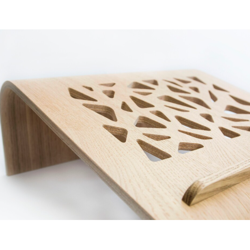 Functional Wooden Laptop Stand Space Saving Cooling Ventilation Computer Desk Raiser