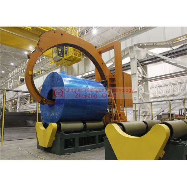 Super Wide Steel Coil Wrapping Machine , Easy Operation Automatic Wrapping
