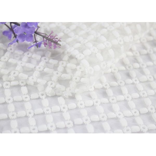 Milk Silk Eyelet Design Embroidered Mesh Lace Fabric By The Yard For Bridal Dresses