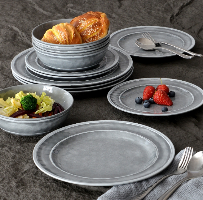 Melamine Dinnerware Sets, Plates and Bowls Sets, 12Pcs Dinnerware Sets for 4 Dish Set for Camping Indoor and Outdoor Use
