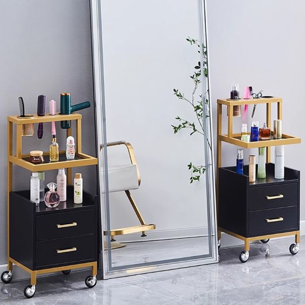 Professional Beauty Salon Rolling Storage Cart with Portable Hairdressing Trolley and Cosmetic Drawers Organizer Cabinet