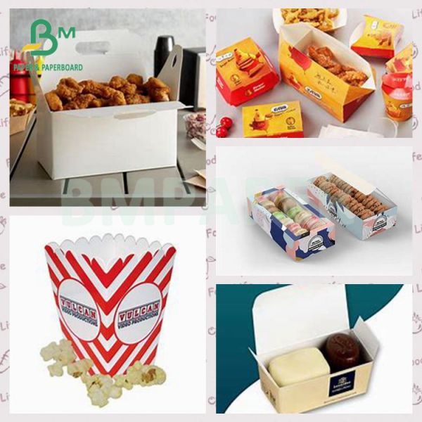 270 gm Revestidos de um lado de cartão branco de qualidade alimentar Caixas de panificação Cartão