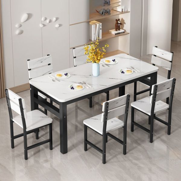Wooden Dining Table and Chair Set Simple Rectangular Design for Modern Restaurant Furniture