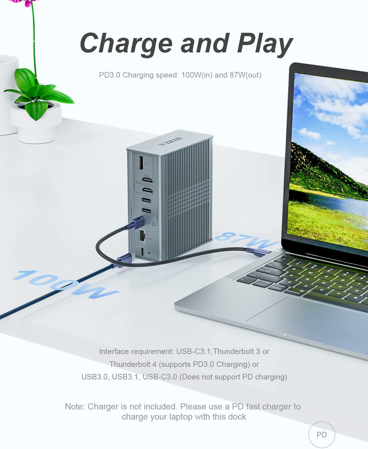 18 в 1 Thunderbolt USB C Докинговая станция Multi Usb Hub ДисплейLink 4K HDMI