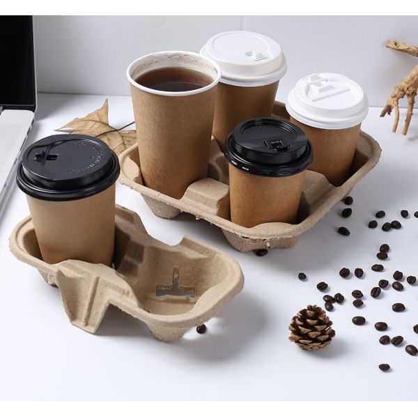 Four Cups Takeout Cup Milk Tea Coffee Packaging Base with Customized Single Cup Design
