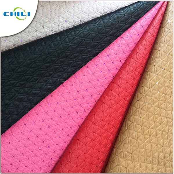 Best Price glitter Synthetic pu embroidered Shoe Leather