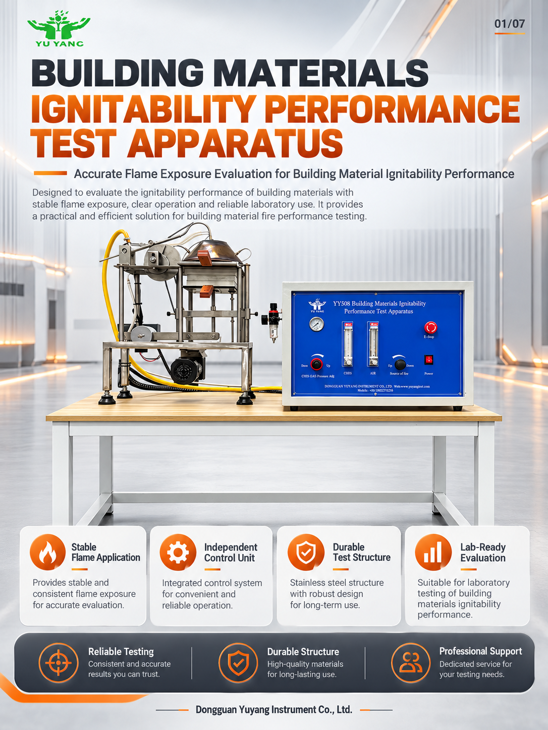 Laboratory ISO 5657 ASTM for Electronic Ignitability Tester Fire Safety Testing Equipment with 1 Year Warranty