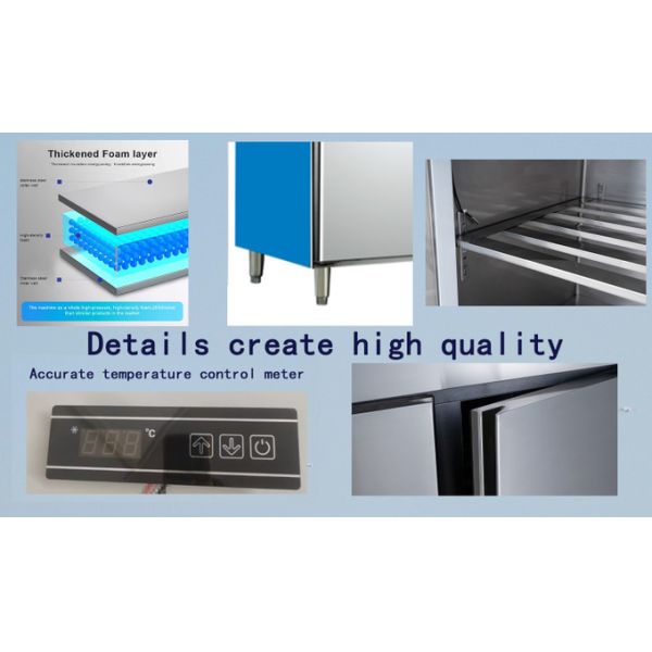 Energy Saving Two Door Undercounter Freezer Dustproof Commercial Countertop Freezer