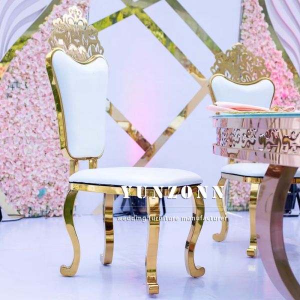 New Design High Back Stainless Steel King Throne Chair Luxury Event Wedding Chair Hotel Dining Living Room