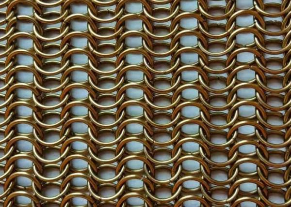 Copper Color Chainmail 1mm Metal Ring Mesh For Interior And Exterior Curtain