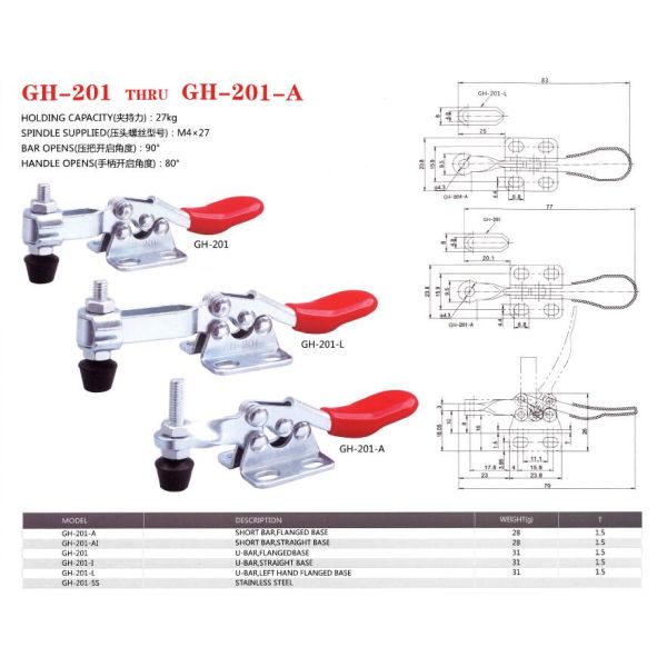 Mini Horizontal Toggle Clamp 201 THRU 201-A Electronic Products Test Jig