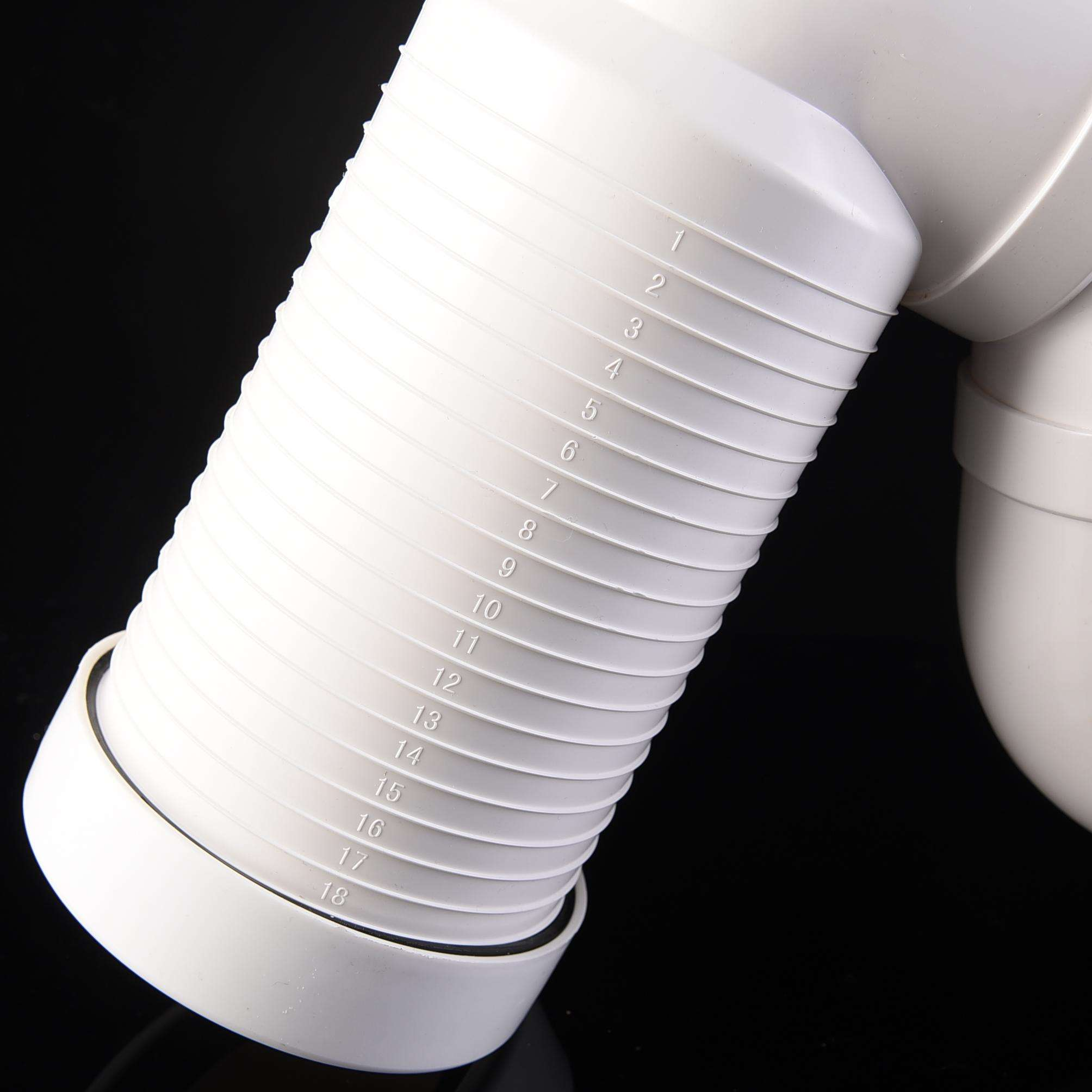 Adjustable-Length White PVC Pipe Connector, Used For Connecting WC Panel To Plastic Drainage Pipe