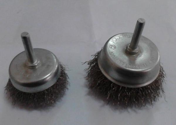 3 Inch Stem Mounted Stainless Steel Cup Brush / Crimped Cup Brush For Edge Blending