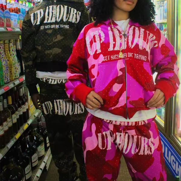 CAMO CAMO CAMO Camuflage Rasta Pantalla con sudadera con capucha Startie streetwear shatkingsuit de chándal personalizar unisex de seguimiento de seguimiento unisex