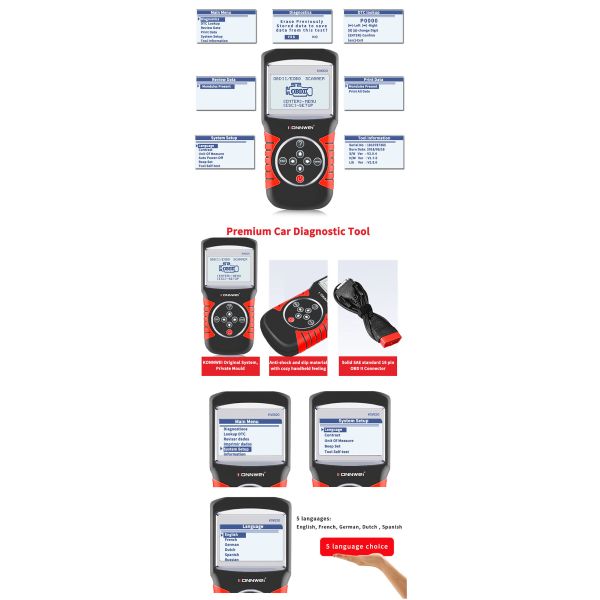 инструмент читателя кода OBD2 автомобиля экрана Мульти-языков большой диагностический