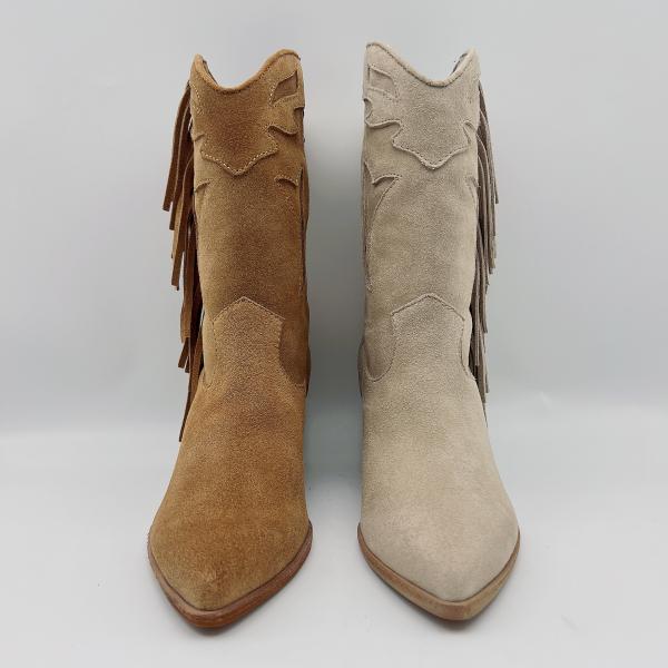 Bone Womens Leather Dress Ankle Boots Durable Brown Suede Tassel Boots