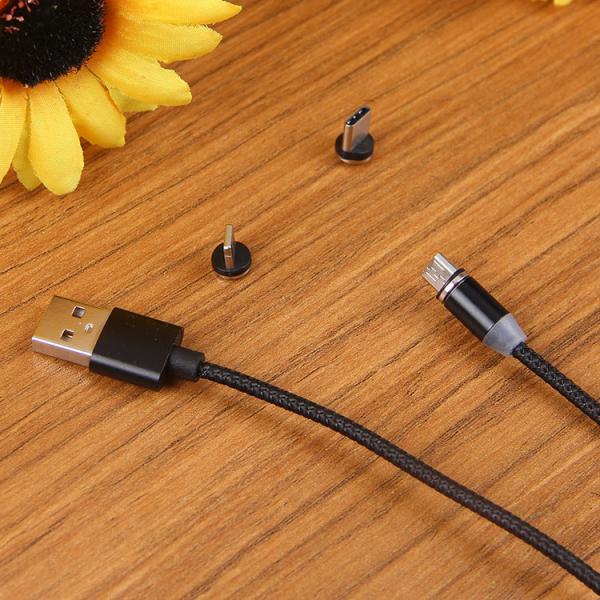 Gold Nylon 5V 2.4A 8pin Magnetic 3 In 1 Charging Cable