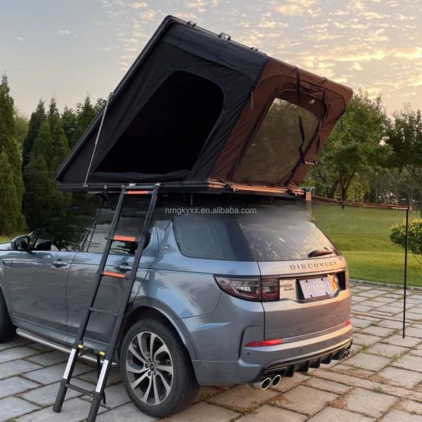 Factory Latest Roof Tent Outdoor Camping Carrying Solar Aluminum Shell Triangle Fully Automatic Roof Tent