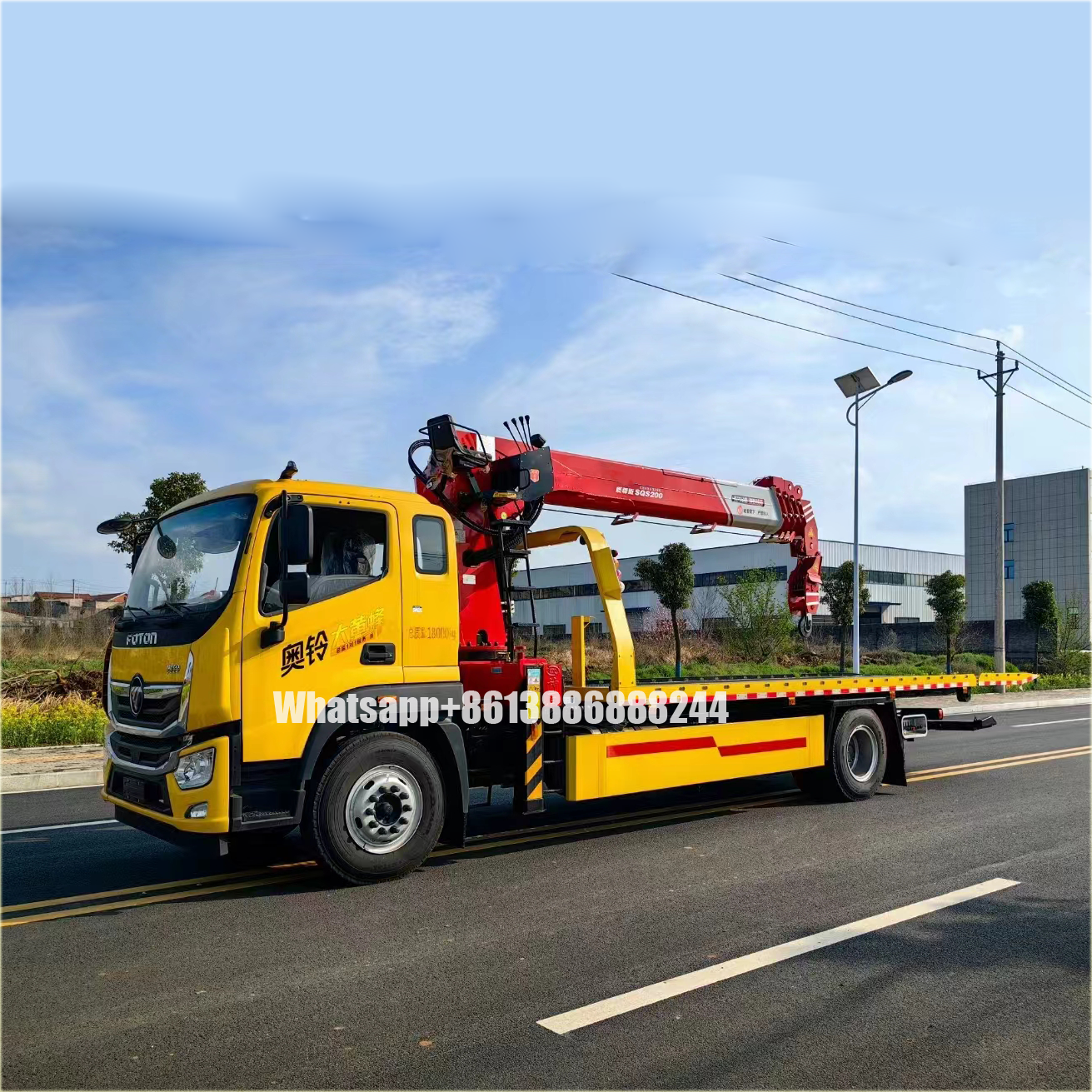 4*2 FOTON 10 Ton Flatbed Trailer With 8 Ton Crane    Tow Truck With  Crane