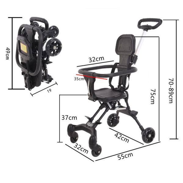 6 Months 3 Years Age Group Carbon Steel Baby Stroller Foldable Reversible High View