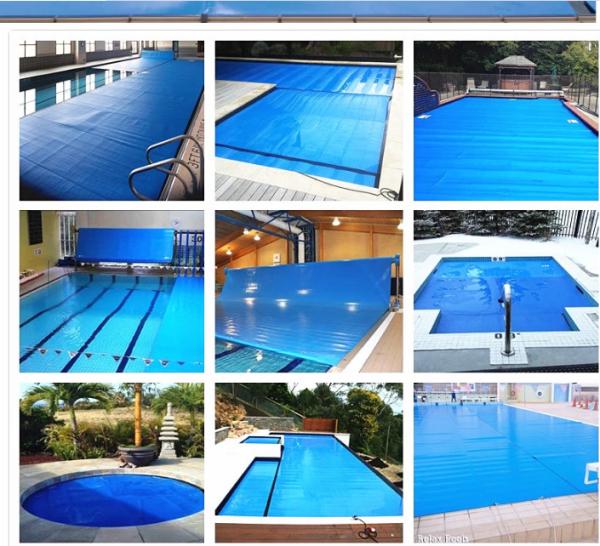 Bubble Type IP68  4mm Manual Swimming Pool Cover With Roller
