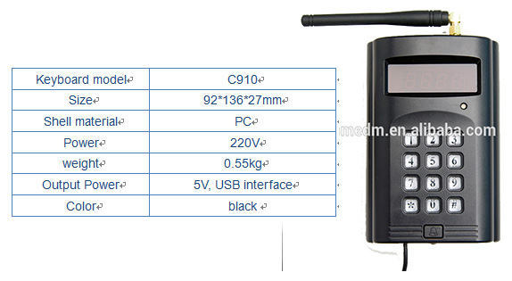 Venta caliente electrónica sin cables de restaurante de escritorio de buscador