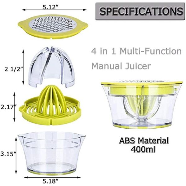 Manual Bulk Kitchen Supplies Orange Lemon Squeezer Juicer With Measuring Cup Grater