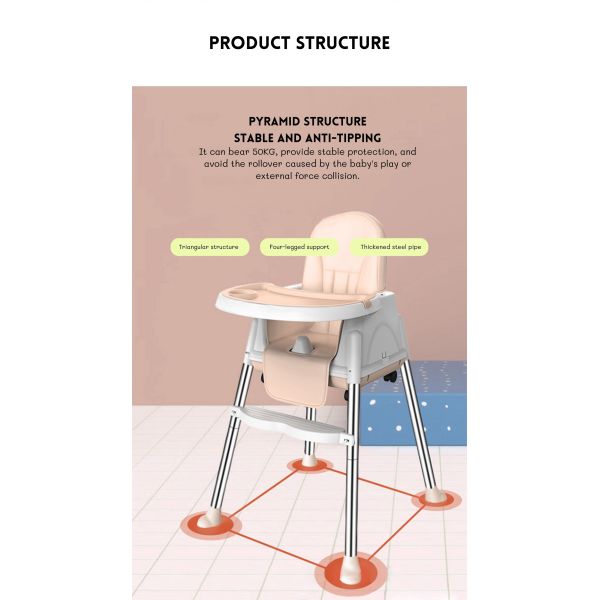Soft  Comfortable Baby Dining Chair Adjustable Size 92*65*65cm For Bedroom Feeding