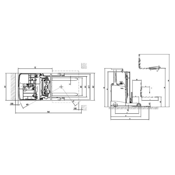 Электрический погрузчик 1500 кг Высота подъема 3000 мм Погрузчик 3кВт
