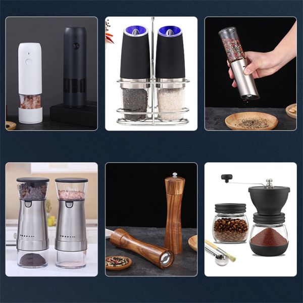 Sustainable Kitchen Spice Salt Grinder with Blue Light Electric Salt Pepper Grinder Set