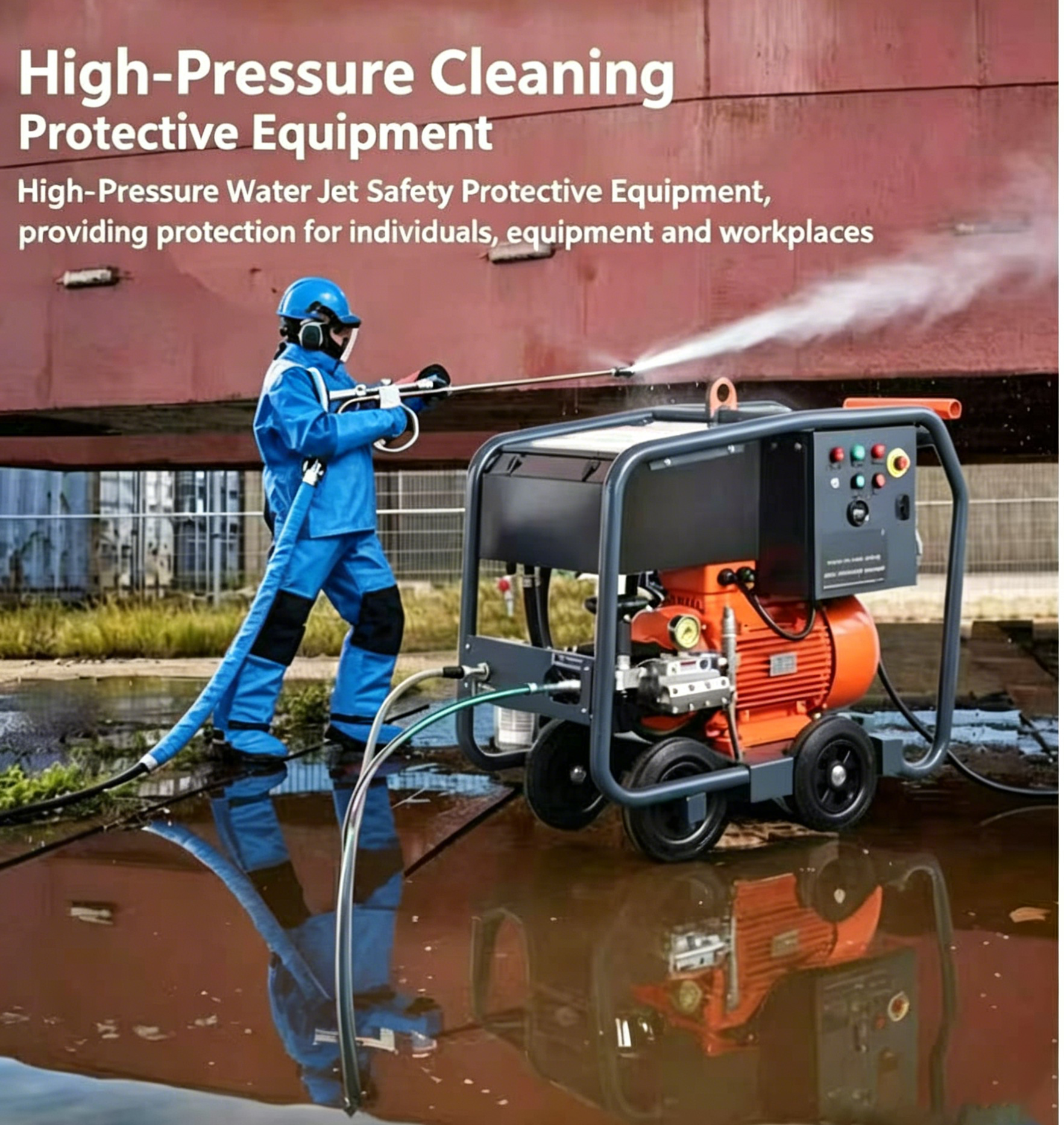 Abrasion Resistant Hydro Jetting Suit Chemical Resistant Waterproof Work Clothes Pressure Protection