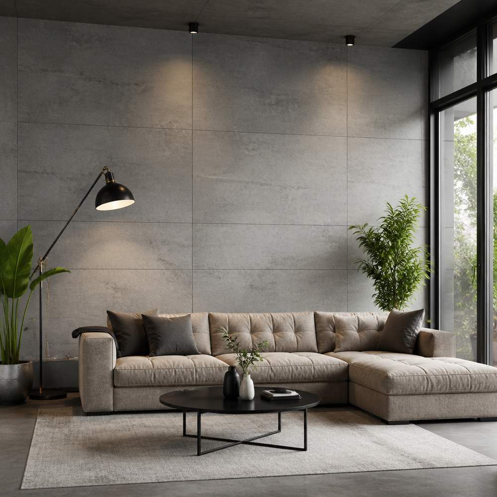 Dark Grey / Black Stone Pattern Large Board Wall Panel 1.2x2.44m Click Lock Wall Cladding Panels