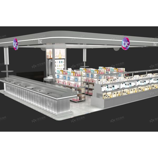 BKC030 Branded cosmetic shop layout beauty bar kiosk for decoration perfume shop furniture