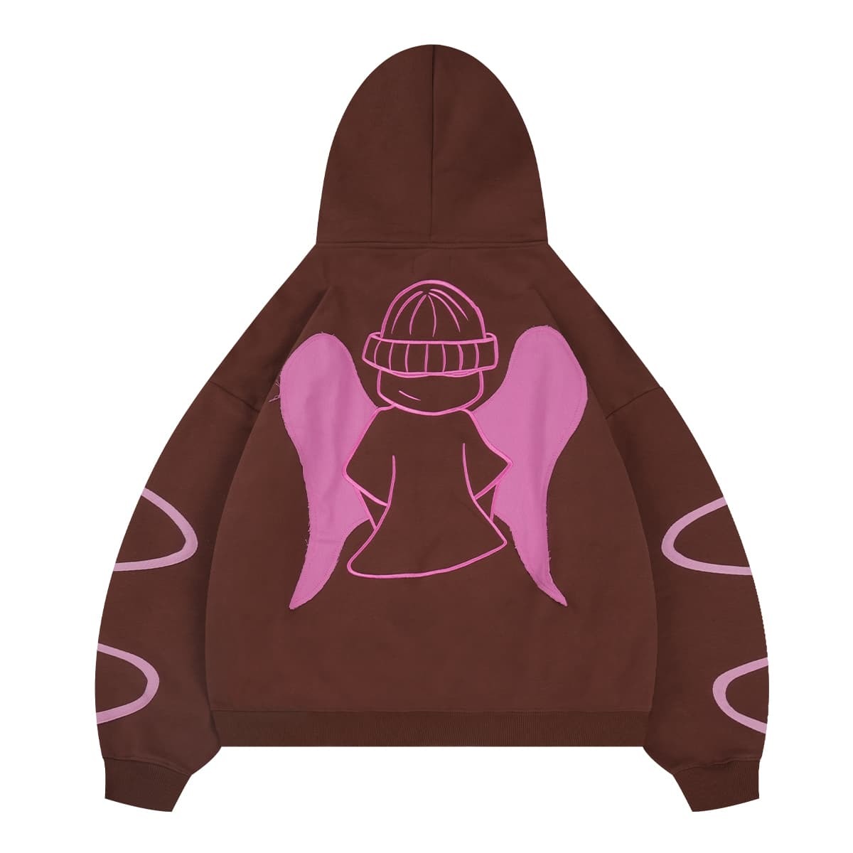 Custom Heavyweight Brown Oversized Hoodies with Puff Print and Back Graphic