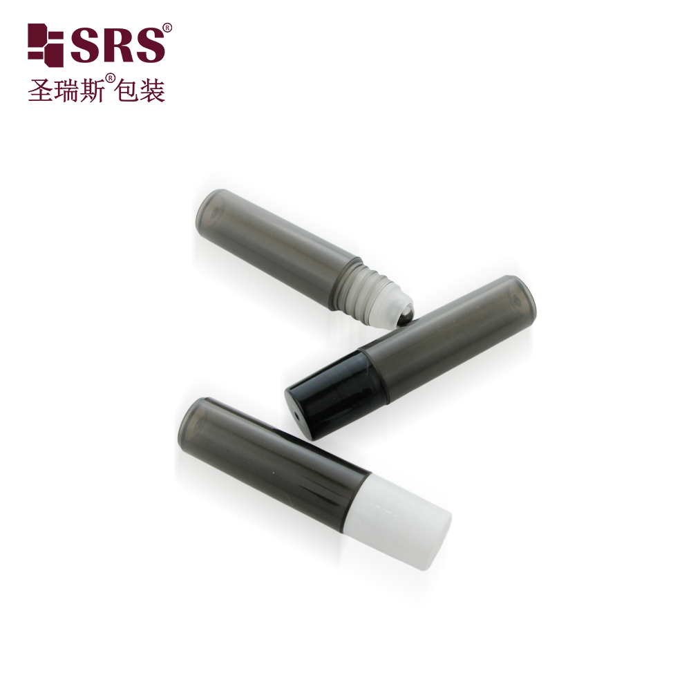 Plastic Roll On Bottle 5 ML Empty Container with Steel Ball Roller and Plastic Cap for Eye Serum and Cosmetic Packaging
