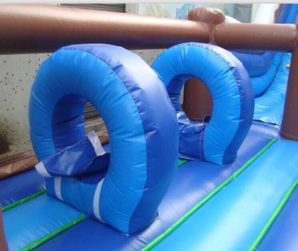 Outdoor Blue / Green PVC Tarpaulin Inflatable Bouncer Slide For Kids