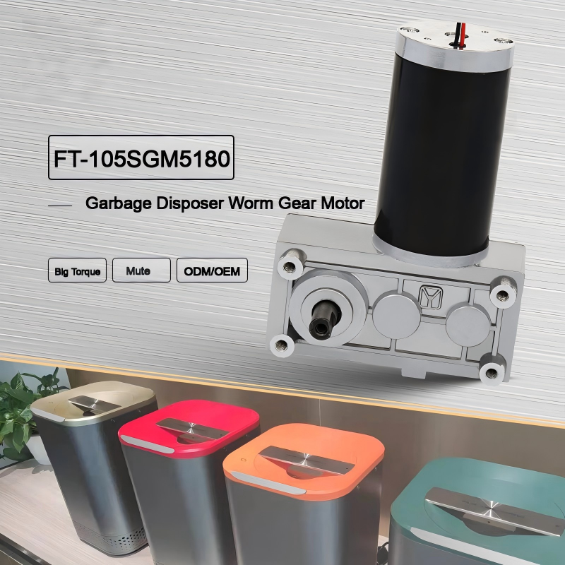 FT-105SGM5180 Excellent Quality Big Torque High Efficiency Silent 12v24v 5-10RPM Worm Gear Motor for Kitchen Waste Processor