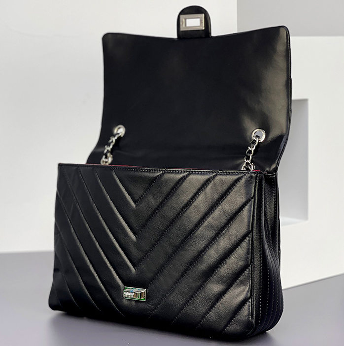 Black PU Shoulder Bag 34cm 22cm One Shoulder Messenger Bag