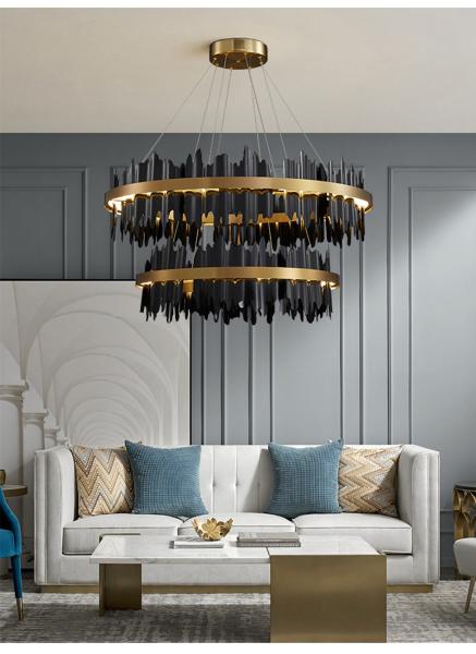 Modern Creative Circle LED Black Chandelier Lobby Hotel Light(WH-CY-164)