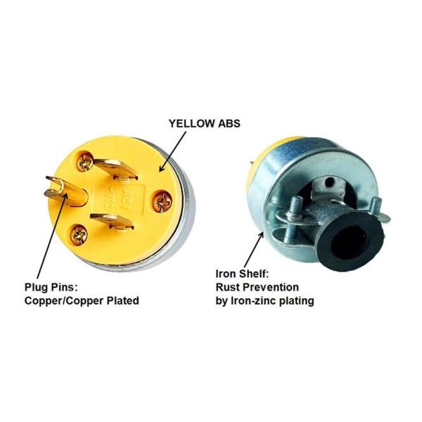 ABS Inside Copper 3 Flat Pins Plug 3 Pin Electric Plug Socket