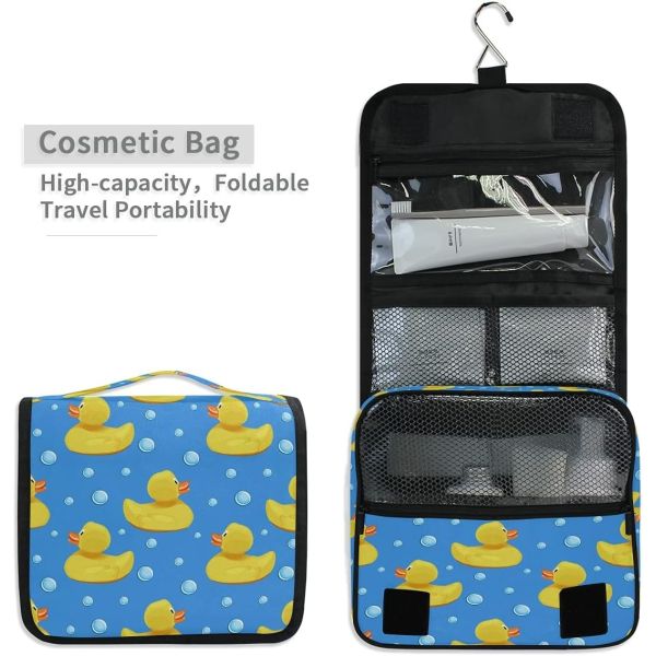 Yellow Ducks Travel Makeup Bag Hanging Toiletry Pouch Organizer Handbag