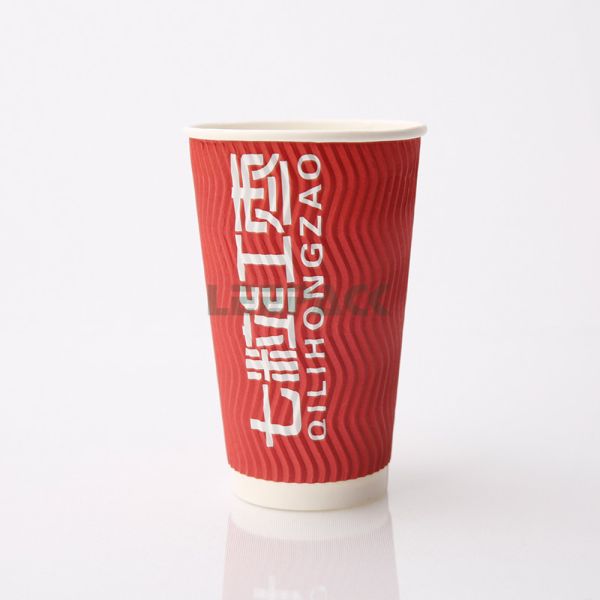 disposable ripple wall coffee paper cup for hot drink PE coated paper cup with lids 8oz 10oz 12oz 16oz can be customized