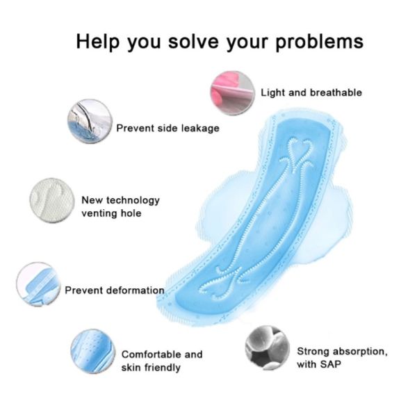 Breathable Free Powder Quick Dry Ultra Thin Overnight Sanitary Napkins