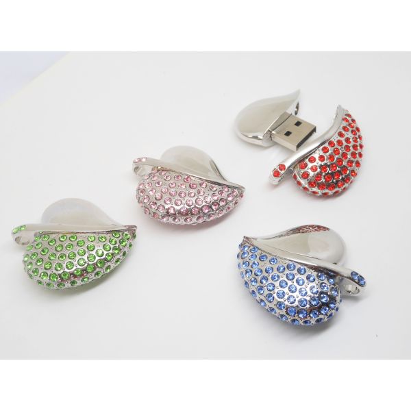 Promotional Gift Aluminium Diamond Heart Shape Jewelry 2.0 USB flash drive 4Gb