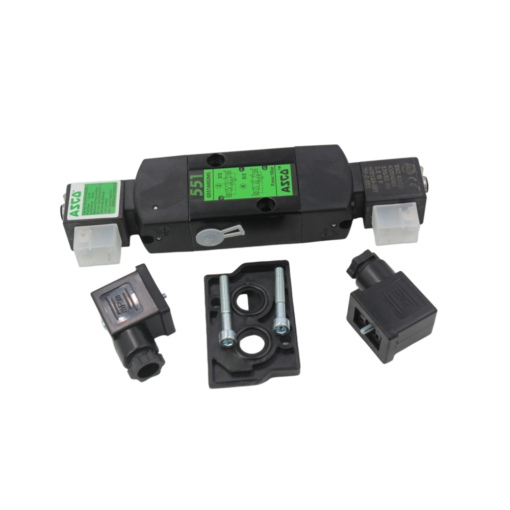 Double Solenoid Type ASCO Solenoid Valve SCG551A017MS SCG551A018MS 5/2 Way Pneumatic Solenoid Valve Single/Double Coil Pilot Operated Thread Connection 1/4 Inch