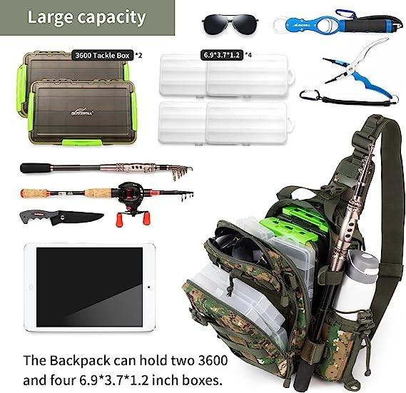 Fishing Backpack With Rod Holder Fishing Tackle Bag Fishing Gear Bag, Outdoor Camouflage Tactical Bag Fishing Bag