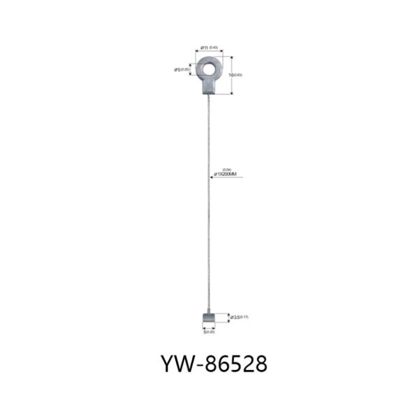 слинг веревочки провода нержавеющей стали диаметра 1mm с отверстией YW86528 отливки Dia