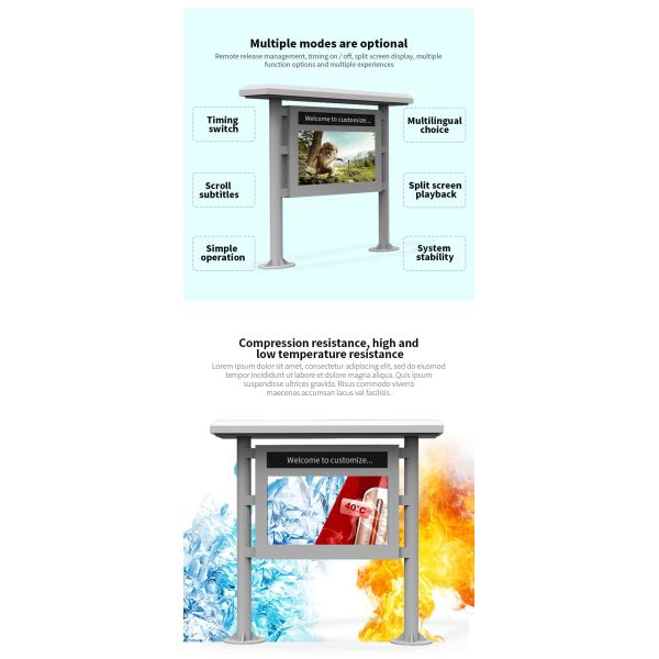 Пол IP65 стоя на открытом воздухе Signage дисплея, тотем рекламы Солнца читаемый TFT LCD