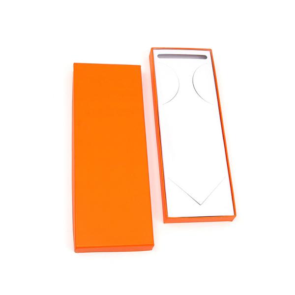 Rigid Rectangular Gift Box Orange Lid And Base Packaging Box For Ties And Accessories